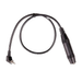 Black audio cable with 3.5mm plug on a white background