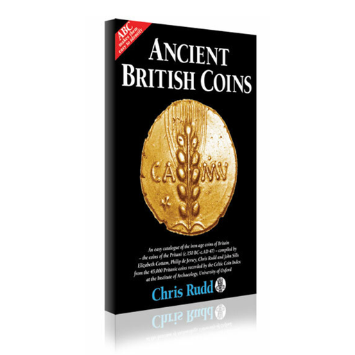 Black book with Ancient British Coins title on a white background