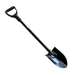 black spade with 'D' handle on a white background