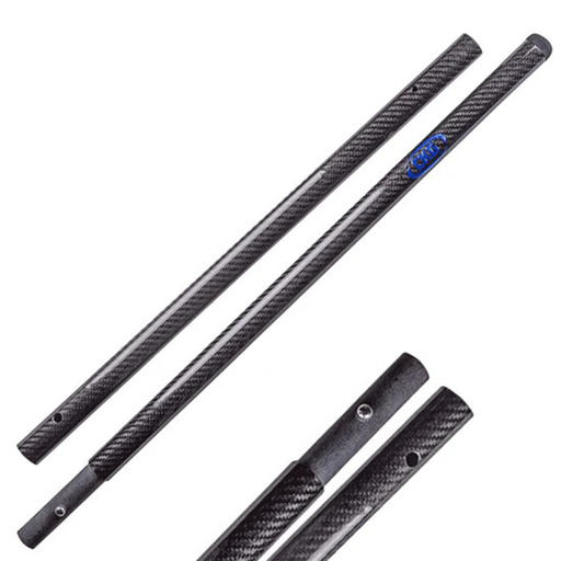 Carbon fiber rods with blue accents on a white background