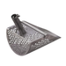 Metal scoop with perforated design on a white background