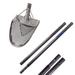 Metal sand scoop and carbon fiber handles on a white background