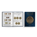 Coin collection book with illustrations and text on a white background