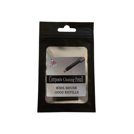 Packaged wire brush refill for composite cleaning pencil on a white background