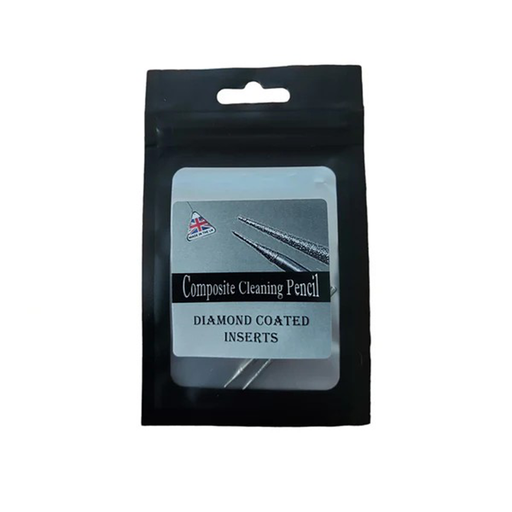 Packaged composite cleaning pencil with diamond-coated inserts on a white background