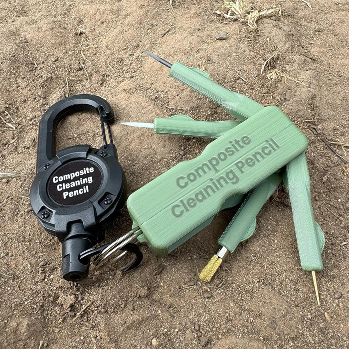 Green multi tool cleaning accessory with a retractable lanyard on a white background