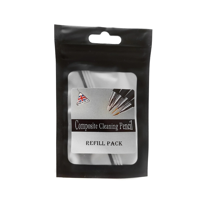 Refill pack for composite cleaning pencils with a clear window on a white background