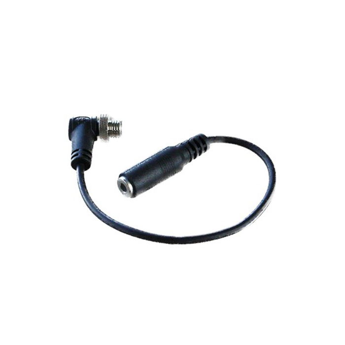 Black cable connector on a white background