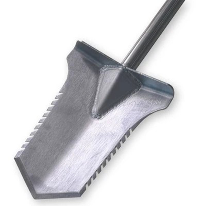 stainless steel spade head on a white background