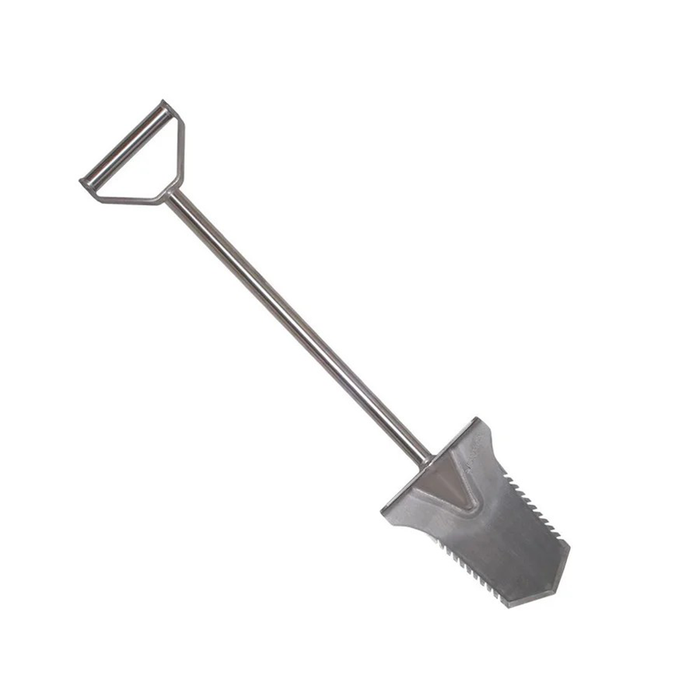 Stainless Steel spade with D type handle on a white background