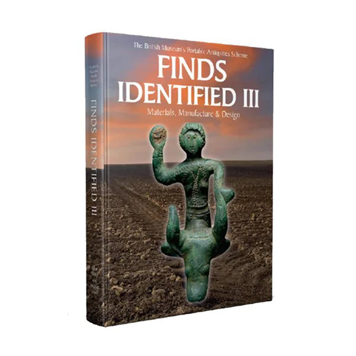 Book titled 'Finds Identified III' with an ancient statue on a cover against a field background