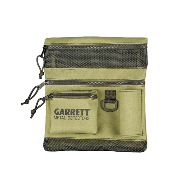 Green pouch with Garrett Metal Detectors logo on a white background