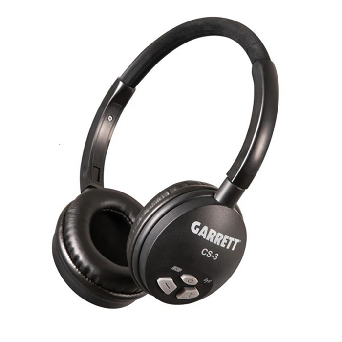 Black Garrett CS-3 headphones on a white background