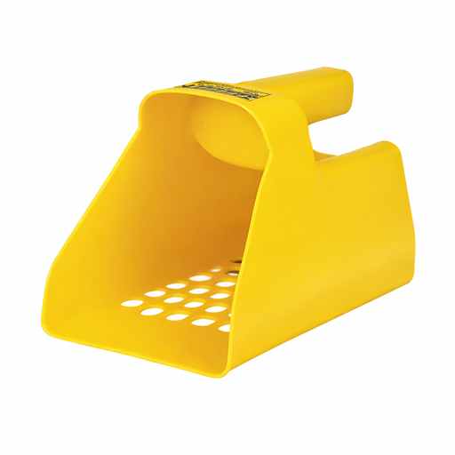 Yellow plastic sandscoop on a white background