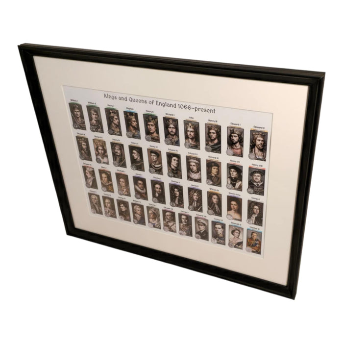 Kings & Queens of England with Coinage 1066 - Present Framed Poster