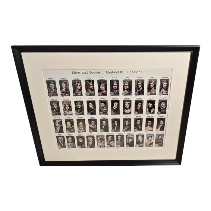 Kings & Queens of England with Coinage 1066 - Present Framed Poster