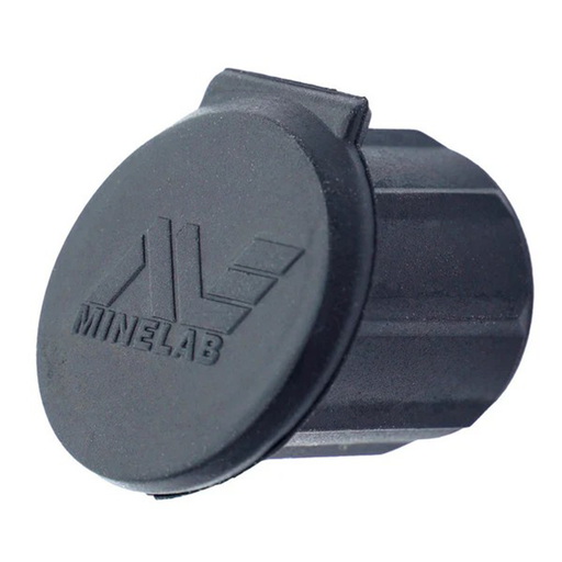 Black metal detector part with Minelab logo on a white background