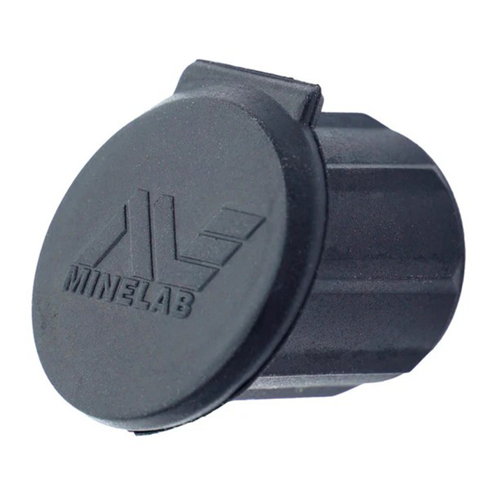 Black metal detector part with Minelab logo on a white background
