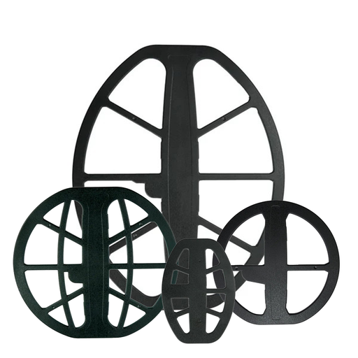 metal detecting coil covers on a white background