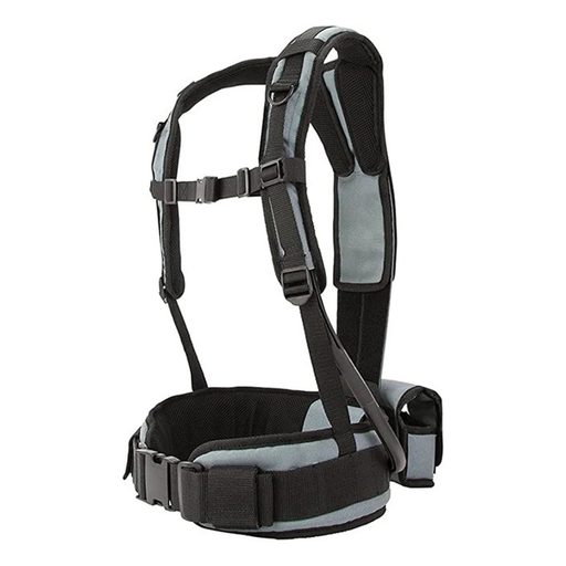 Black and gray harness on a white background