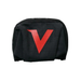 Black rain cover pouch with a red 'V' logo on a white background