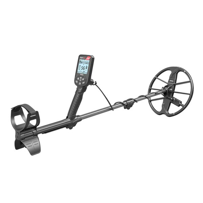 Metal detector with digital display on a white background