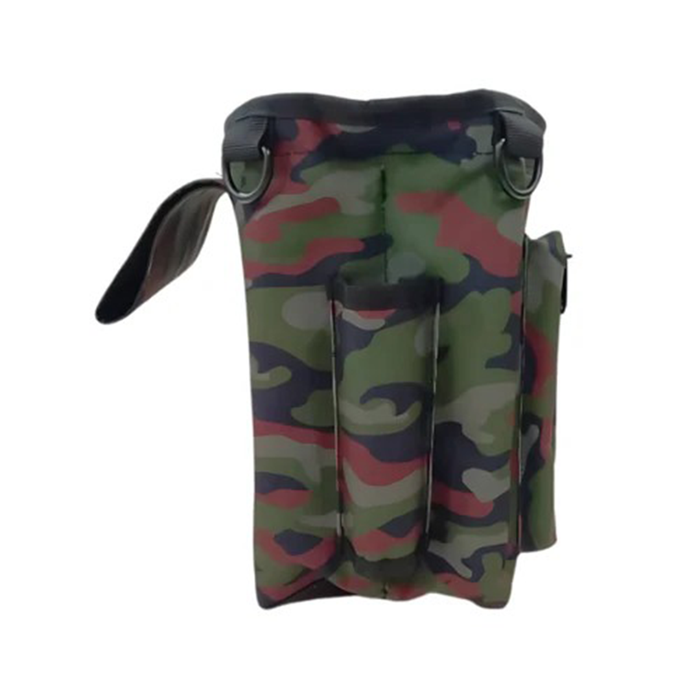 Camo metal detecting finds pouch on a white background