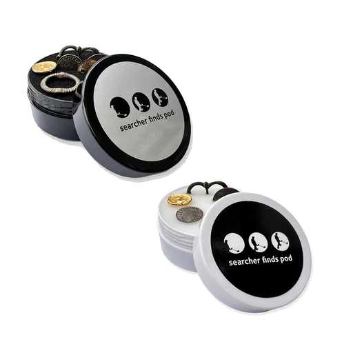 Two 'searcher finds pod' containers on a white background