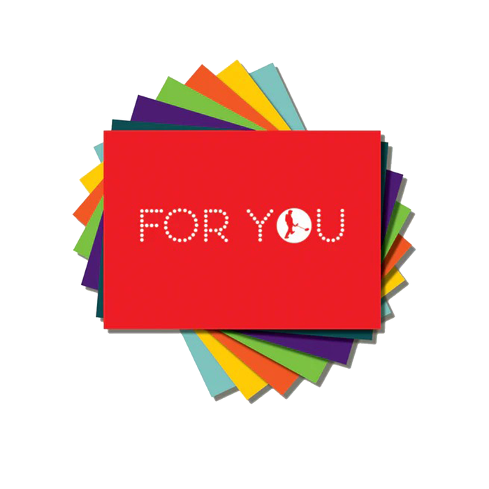 Colorful greeting cards with 'FOR YOU' text on a white background