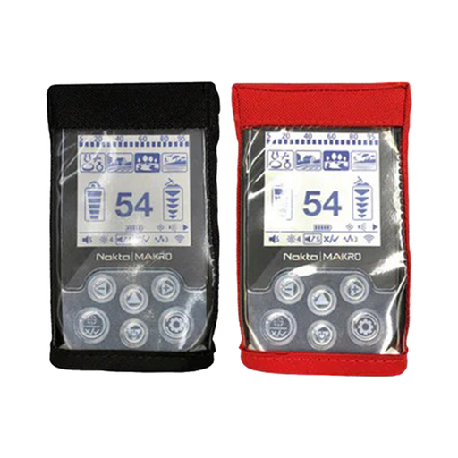 Two electronic devices with screens and buttons, one black and one red, on a white background.