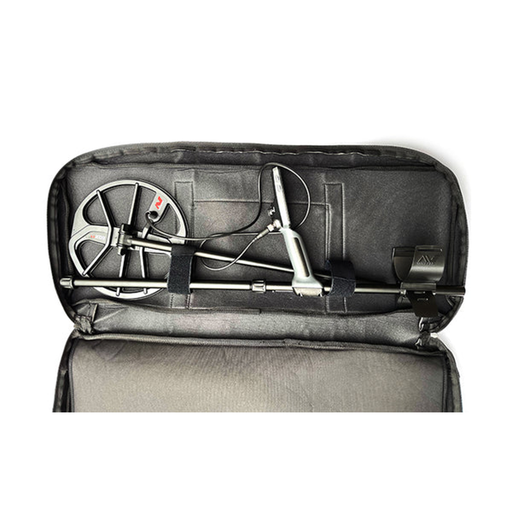 Metal detector in a carrying case on a white background