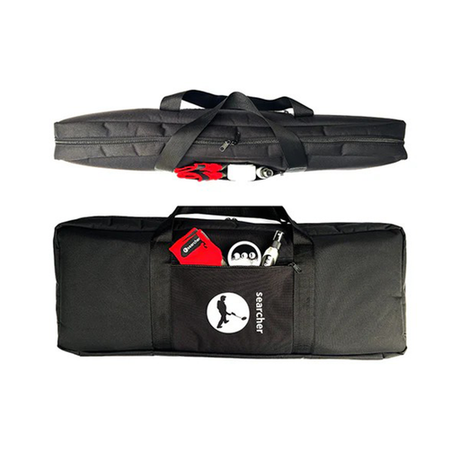 Black carrying case with tools and a logo on a white background