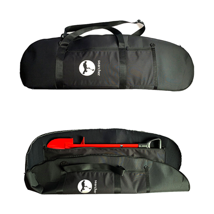 two black metal detecting carry bags on a white background