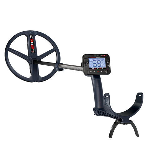 Metal detector with digital display on a white background