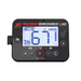 Metal detector display with digital readout on a white background