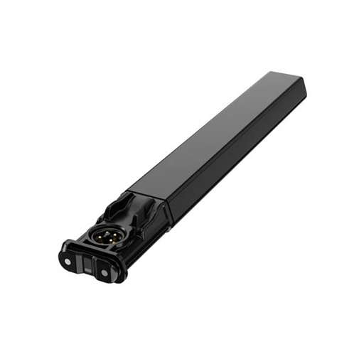 Black metal cylindrical battery on a white background