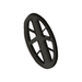 Black metal detector coil cover on a white background