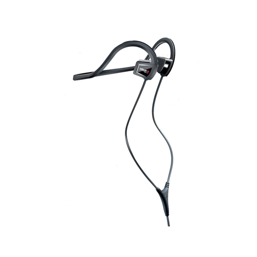 Black neckband headphones on a white background