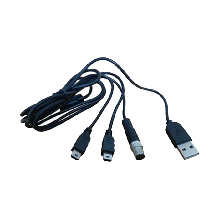 Multifunctional cable with various connectors on a white background