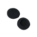 Two black foam earbud tips on a white background