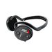 Black wireless earbud headset with WSA logo on a white background